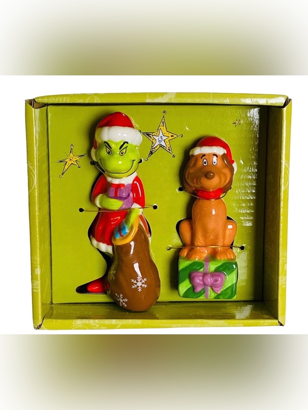 The Grinch and Max Dr. Seuss Christmas Ceramic Salt and Pepper Shakers